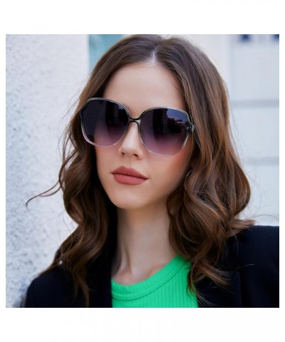 Oversized Butterfly Sunglasses for Women Retro Frame UV Protection Gradient Lens Sunnies B9022 Green & Pink $11.59 Butterfly