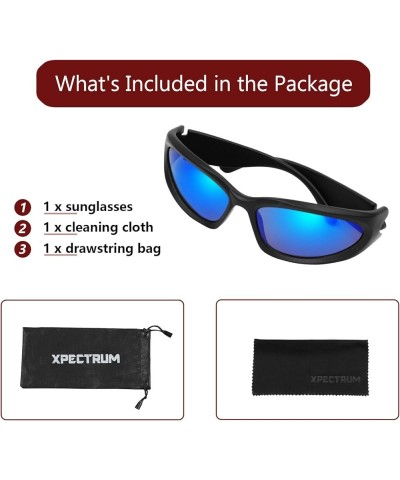 Wrap Around Y2K Men's Women's Sunglasses Trendy Fashion Retro 90s Sun Glasses Futuristic Narrow Rectangle Frame Reflective Bl...