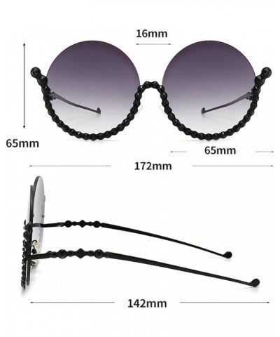 Vintage Half Frame Crystal Round Sunglasses For Women Luxury Bling Rhinestone Sun Glasses Women Diamond Party Eyewear Red&cle...