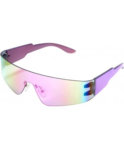 Y2K Rimless Sunglasses for Women, Wrap Around Shield Glasses Purple $8.24 Shield