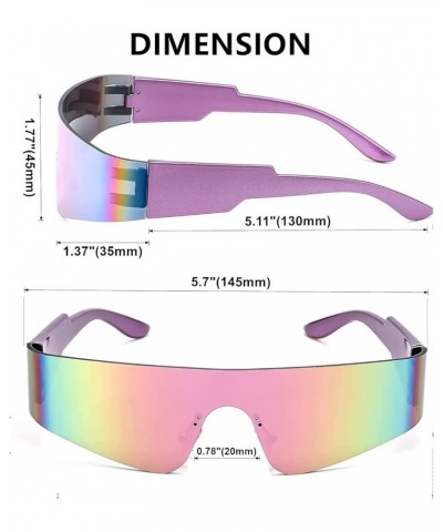 Y2K Rimless Sunglasses for Women, Wrap Around Shield Glasses Purple $8.24 Shield