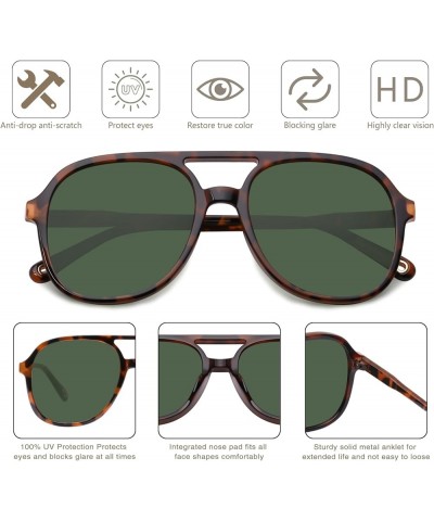 Retro Aviator Sunglasses for Women Men Classic Trendy Vintage 70s Sunglasses Black/Grey+brown Tortoise/Green $9.66 Aviator