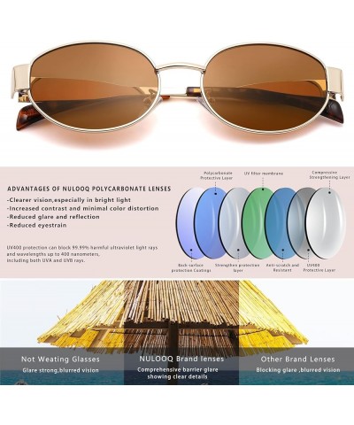 Retro Oval Sunglasses for Women Men – Trendy Vintage Designer Sun Glasses Fashion Shades UV400 Protection C2* Gold Frame/Brow...