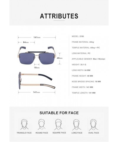 Square Sunglasses Male Business Outdoor Driver Driving Square Sunglasses (Color : F, Size : Medium) Medium B $33.62 Designer