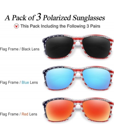 Polarized Sunglasses for Men Women Mirror UV 400 Protection Lens Spring Hinge (3 Pack) A5-3pack-america Flag Frame Black/Blue...