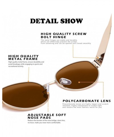 Retro Oval Sunglasses for Women Men – Trendy Vintage Designer Sun Glasses Fashion Shades UV400 Protection C2* Gold Frame/Brow...