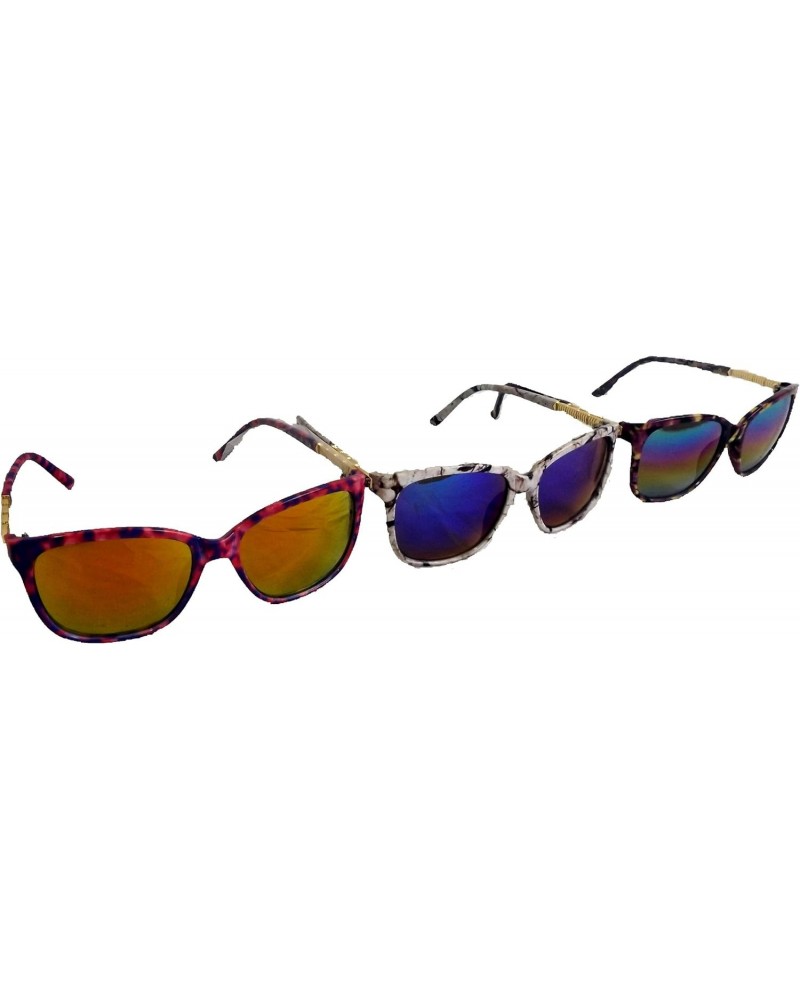 Ladies Marbled Mirrored Tye Dye Sunglasses Bundle of 3 $12.50 Rectangular