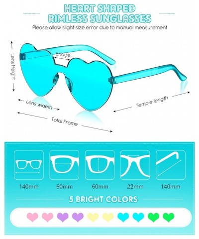 20 Pairs Heart Shaped Rimless Sunglasses Cute Candy Color Frameless Glasses Trendy Eyewear Stylish Colors $12.15 Heart