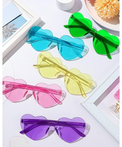 20 Pairs Heart Shaped Rimless Sunglasses Cute Candy Color Frameless Glasses Trendy Eyewear Stylish Colors $12.15 Heart