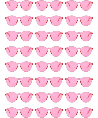 24 Pairs Rimless Round Sunglasses Bulk Tinted Party Sunglasses Transparent Candy Color Eyewear for Women Men Party Pink $8.80...