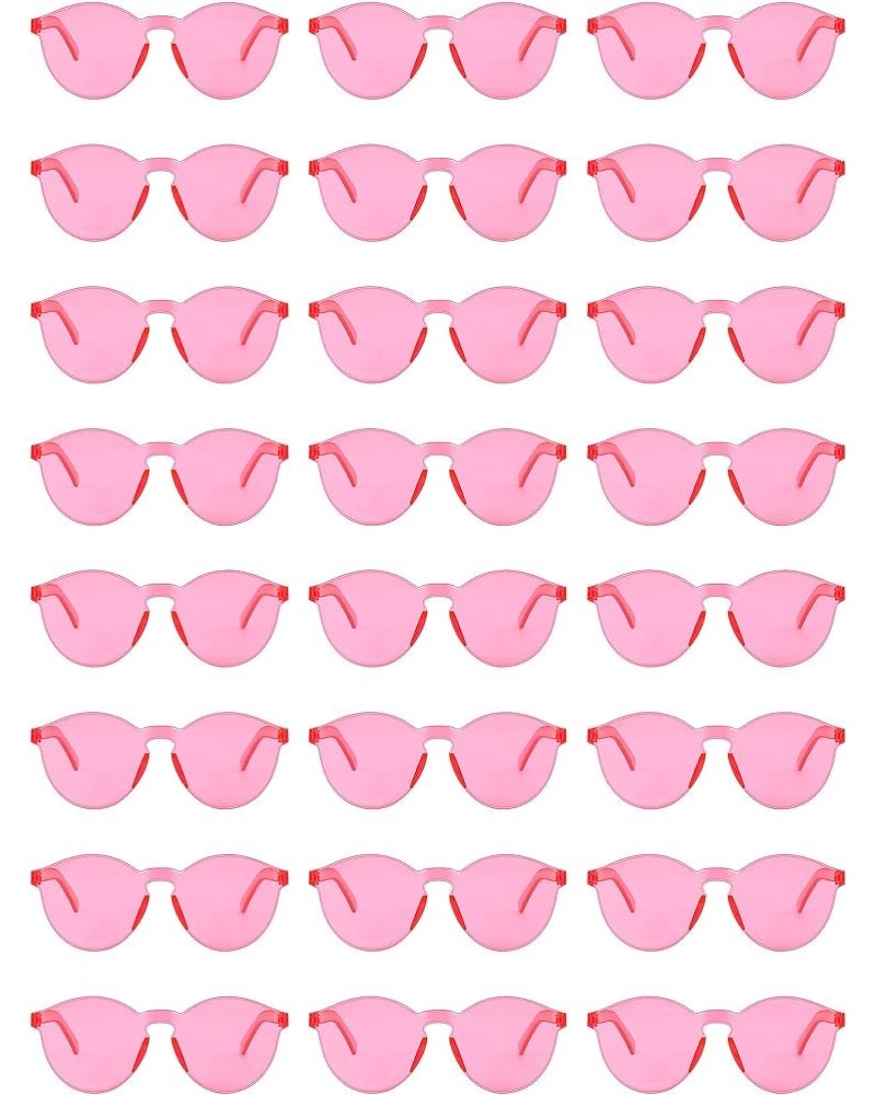 24 Pairs Rimless Round Sunglasses Bulk Tinted Party Sunglasses Transparent Candy Color Eyewear for Women Men Party Pink $8.80...