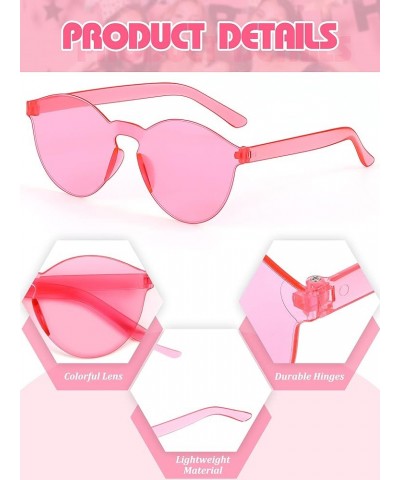 24 Pairs Rimless Round Sunglasses Bulk Tinted Party Sunglasses Transparent Candy Color Eyewear for Women Men Party Pink $8.80...