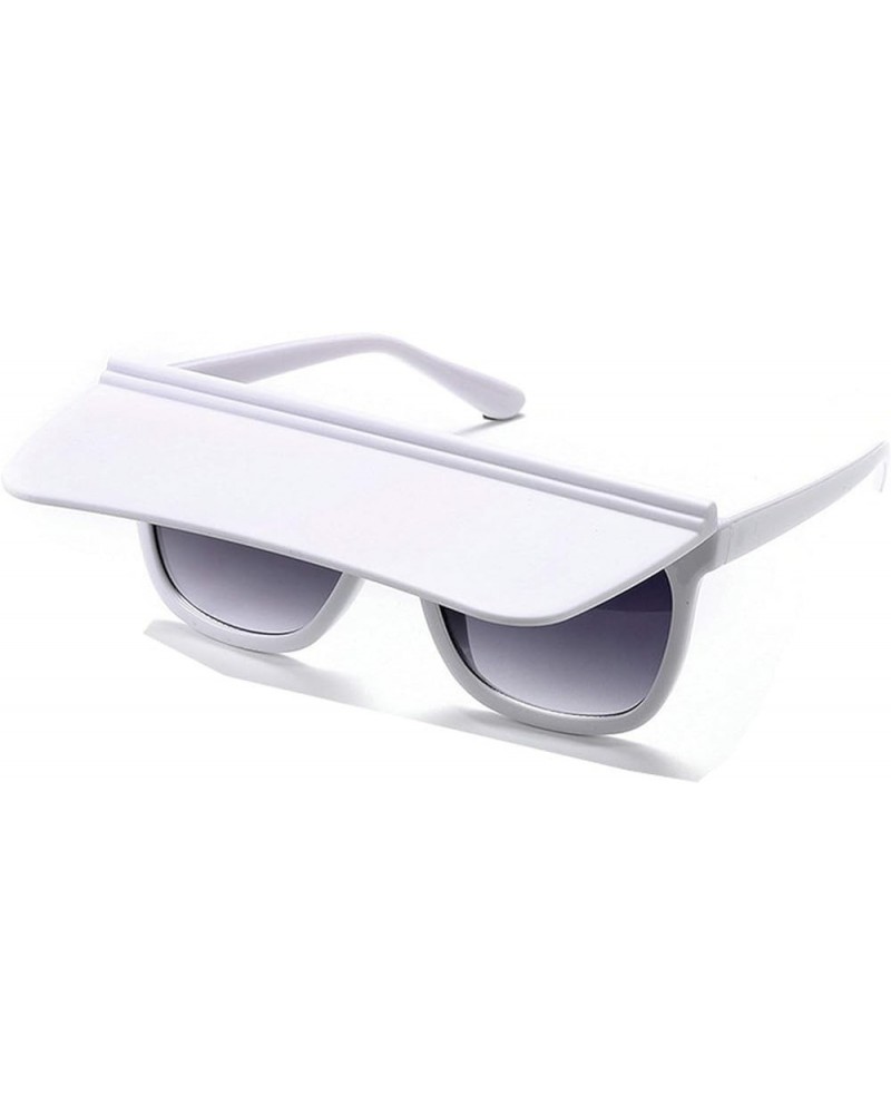 One Piece Square Sunglasses 2021 Women Men Oversized Sun Shades Glasses Luxury Girl Flip Sun Glasses Eyewear White $10.04 Ove...