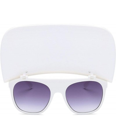 One Piece Square Sunglasses 2021 Women Men Oversized Sun Shades Glasses Luxury Girl Flip Sun Glasses Eyewear White $10.04 Ove...