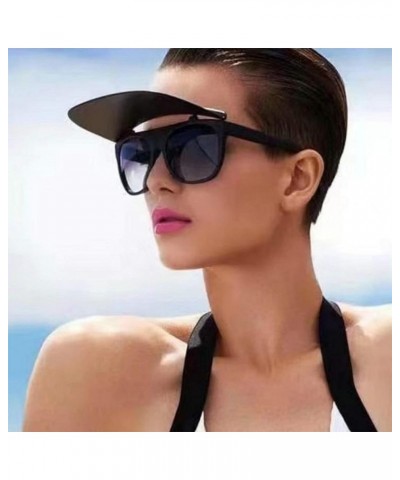 One Piece Square Sunglasses 2021 Women Men Oversized Sun Shades Glasses Luxury Girl Flip Sun Glasses Eyewear White $10.04 Ove...