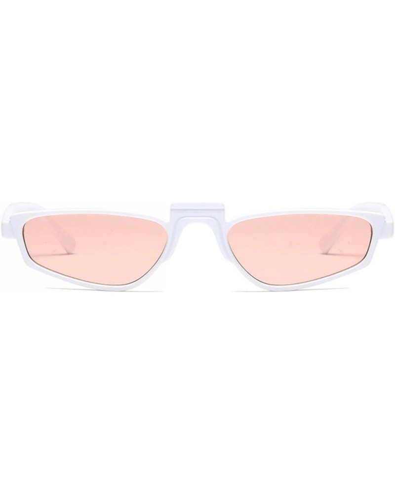 Small Narrow Rectangle Lady Sunglass(White/Pink) $10.32 Rectangular