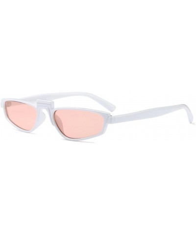 Small Narrow Rectangle Lady Sunglass(White/Pink) $10.32 Rectangular