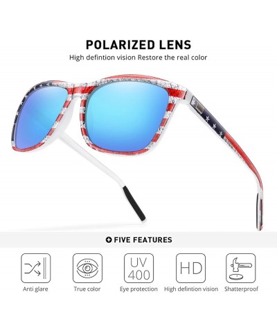 Polarized Sunglasses for Men Women Mirror UV 400 Protection Lens Spring Hinge (3 Pack) A5-3pack-america Flag Frame Black/Blue...