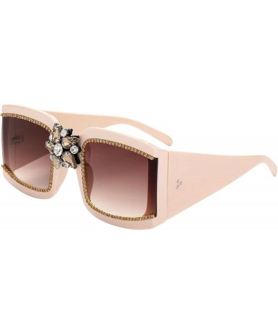 Luxury Sparkling Crystal Frame Square Sunglasses Women UV Protection Rhinestone Sunglasses Fashion Eyewear Brown $10.88 Square