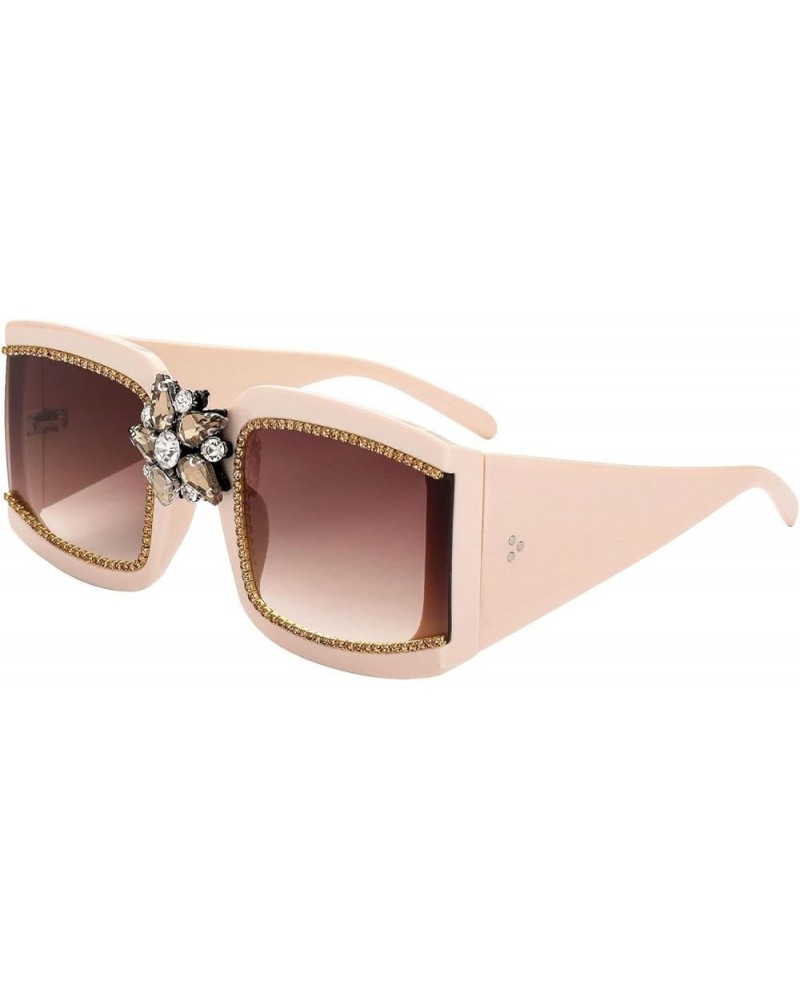 Luxury Sparkling Crystal Frame Square Sunglasses Women UV Protection Rhinestone Sunglasses Fashion Eyewear Brown $10.88 Square