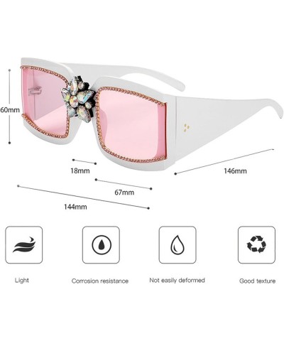 Luxury Sparkling Crystal Frame Square Sunglasses Women UV Protection Rhinestone Sunglasses Fashion Eyewear Brown $10.88 Square