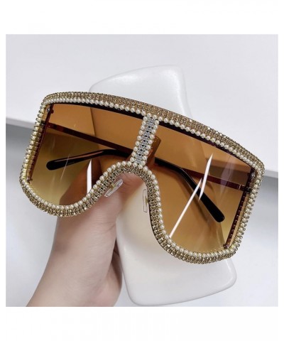 Oversized bling Rhinestones Sunglasses Women 2023 Luxury One Piece Y2K Sports Sun Glasses for Lady Punk Eyewear 2pcs-black&br...