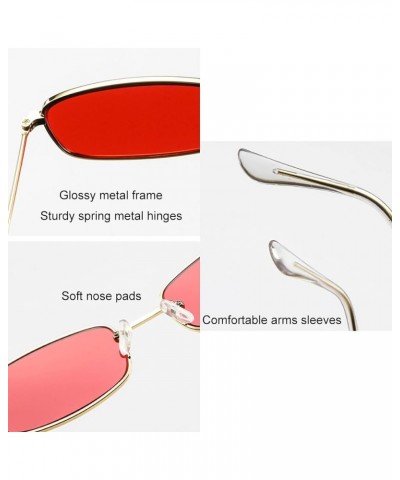 Small Metal Frame Square Sunglasses Non Polarized Lens Gold/Red $8.69 Square