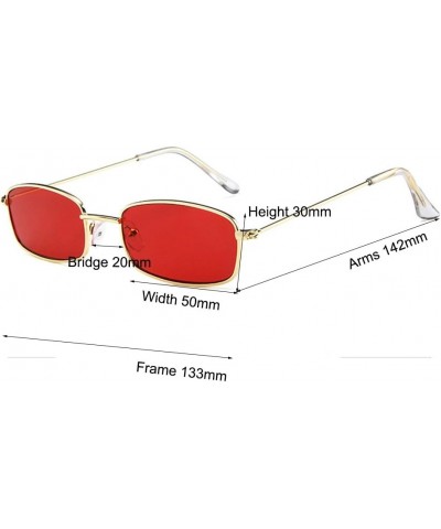 Small Metal Frame Square Sunglasses Non Polarized Lens Gold/Red $8.69 Square