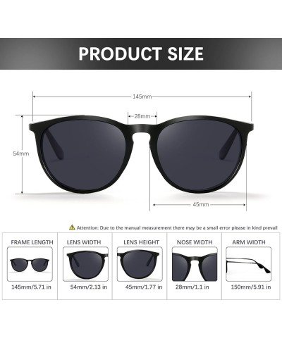 Sunglasses for Women Men，Womens Vintage Sunglasses Trendy Round Classic Retro Mirrored Polarized Sun glasses Black Gun Sungla...