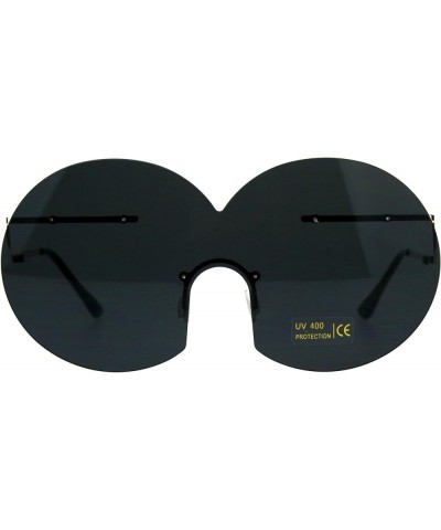 Funky Fun Sunglasses Oversized Shield Round Rimless Unique Fashion Shades Gold (Black) $8.93 Oversized