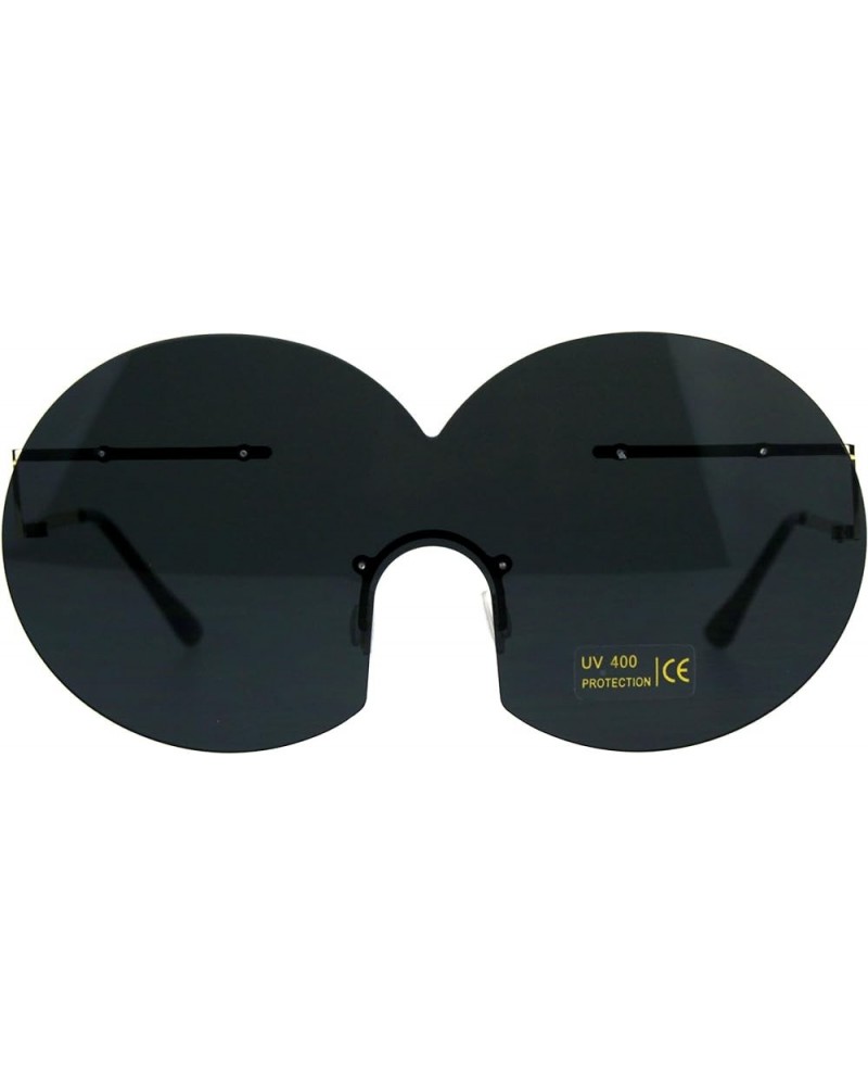 Funky Fun Sunglasses Oversized Shield Round Rimless Unique Fashion Shades Gold (Black) $8.93 Oversized