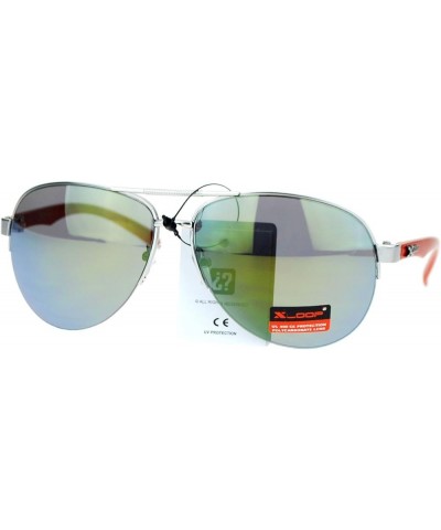 Xloop Sports Aviator Sunglasses Unisex Half Rim Aviators UV400 Protection Orange yellow mirror $7.62 Sport