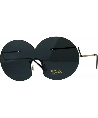 Funky Fun Sunglasses Oversized Shield Round Rimless Unique Fashion Shades Gold (Black) $8.93 Oversized