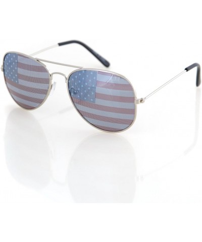 Aviator USA America American Flag Sunglasses - Great Accesory for 4th of July (Silver, Multi) $8.09 Aviator