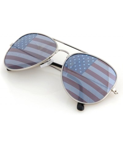 Aviator USA America American Flag Sunglasses - Great Accesory for 4th of July (Silver, Multi) $8.09 Aviator