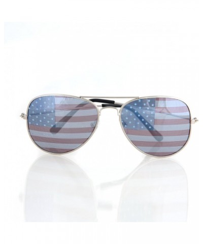 Aviator USA America American Flag Sunglasses - Great Accesory for 4th of July (Silver, Multi) $8.09 Aviator