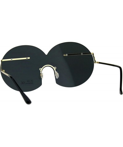 Funky Fun Sunglasses Oversized Shield Round Rimless Unique Fashion Shades Gold (Black) $8.93 Oversized