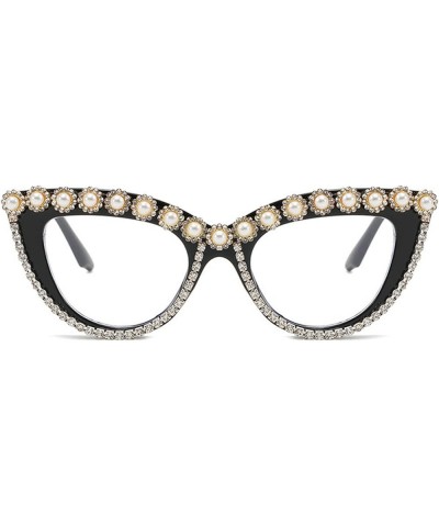 Clear Cat Eye Sunglasses Female Rhinestone Glasses Vintage Funky Crystal Eyewear Bling Diamond Sunglasses for Women and Girls...