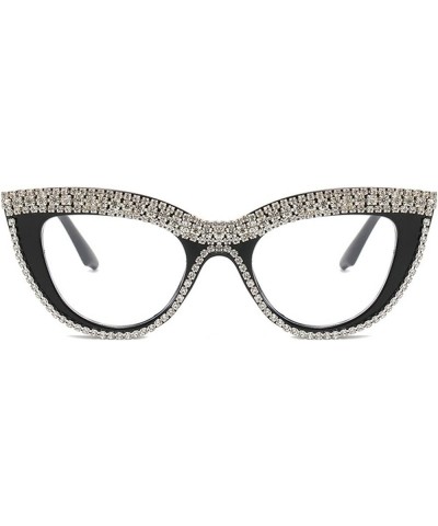 Clear Cat Eye Sunglasses Female Rhinestone Glasses Vintage Funky Crystal Eyewear Bling Diamond Sunglasses for Women and Girls...