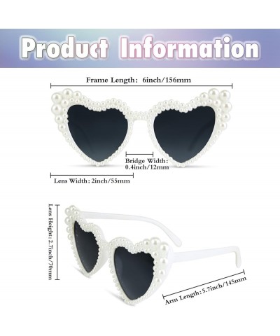 Pearl Sunglasses for Women, Pearl Glasses Vintage Love Heart Shaped Sunglasses for Women Girls Adults Dress up Party White $7...