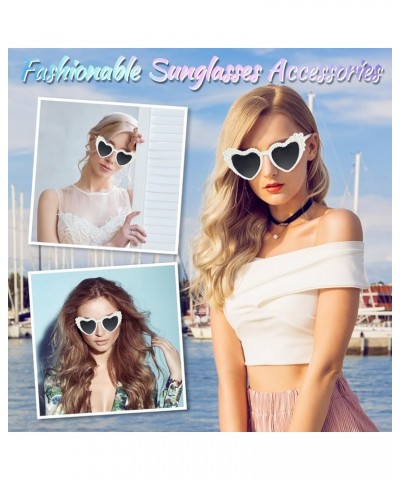 Pearl Sunglasses for Women, Pearl Glasses Vintage Love Heart Shaped Sunglasses for Women Girls Adults Dress up Party White $7...