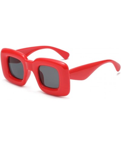 Inflated Sexy Square Sunglaases for Party Thick Frame Y2K Candy Color Galsses for Womens Mens… Red $7.14 Square