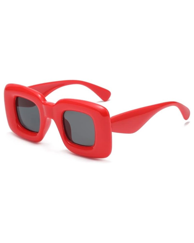 Inflated Sexy Square Sunglaases for Party Thick Frame Y2K Candy Color Galsses for Womens Mens… Red $7.14 Square