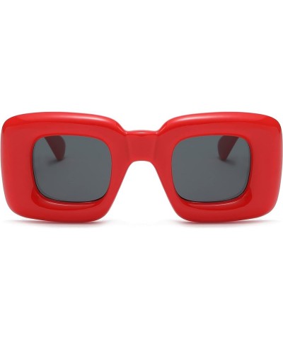 Inflated Sexy Square Sunglaases for Party Thick Frame Y2K Candy Color Galsses for Womens Mens… Red $7.14 Square