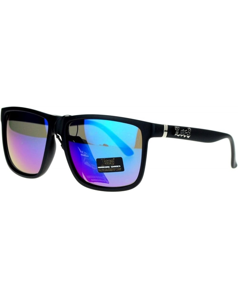 Mens Locs Sunglasses Matte Black Square Frame Mirror Lens UV400 Matte Black teal mirror $8.67 Square