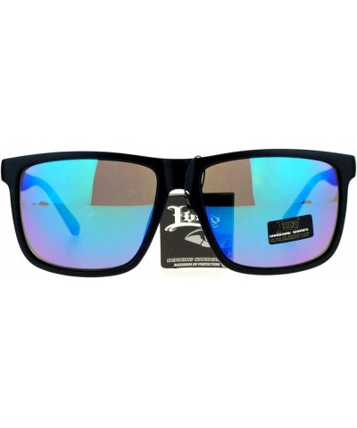 Mens Locs Sunglasses Matte Black Square Frame Mirror Lens UV400 Matte Black teal mirror $8.67 Square