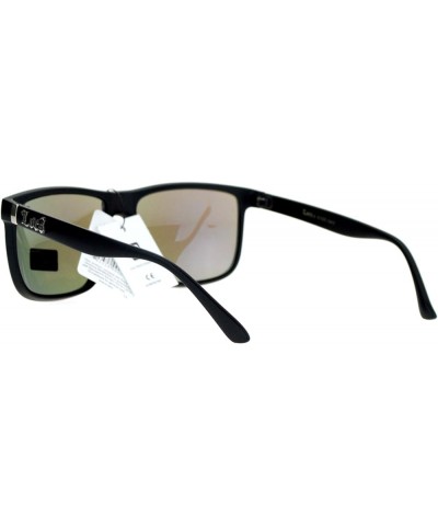 Mens Locs Sunglasses Matte Black Square Frame Mirror Lens UV400 Matte Black teal mirror $8.67 Square