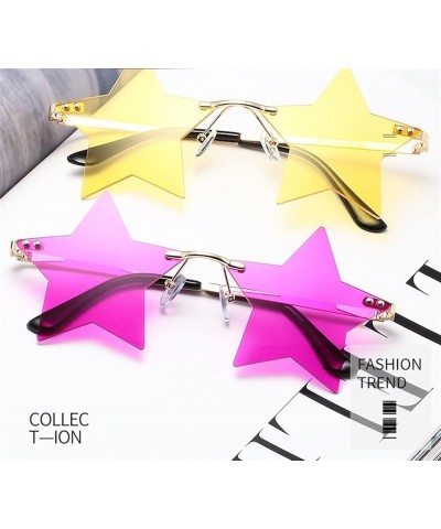 Star Frameless Prom Party Men and Women Sunglasses Sunglasses Womens (Color : H, Size : Medium) Medium C $17.98 Designer