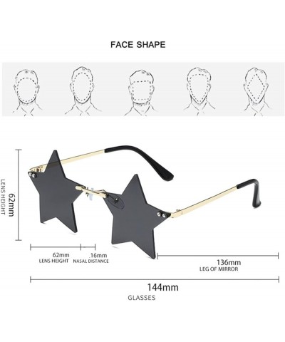 Star Frameless Prom Party Men and Women Sunglasses Sunglasses Womens (Color : H, Size : Medium) Medium C $17.98 Designer