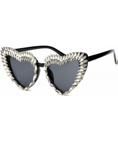 Sparkling Heart Shape Sunglasses Women Sexy Rhinestones Cat Eye Sun Glasses Party Novelty Love Goggles White $10.95 Goggle